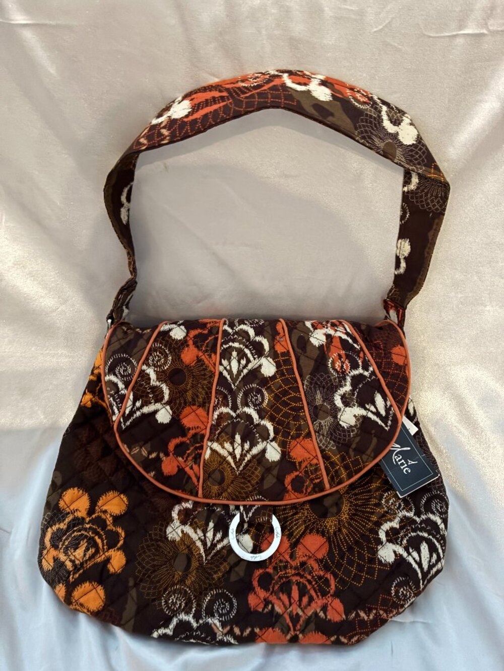 VINTAGE like Brown and Orange Floral quilted shoulder bag